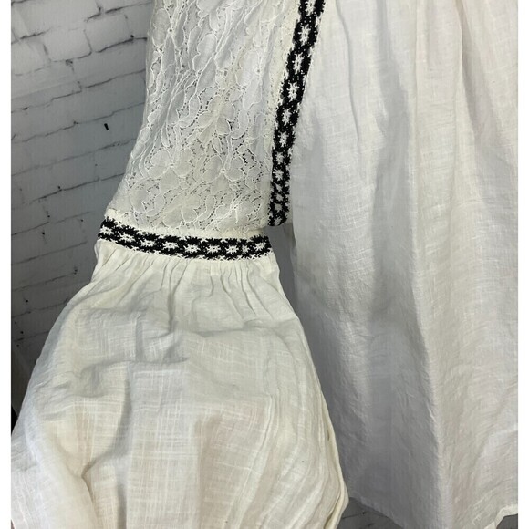 Anthropologie Calligraphie XS White Boho Lace Crochet Cotton Blouse Cottage - Picture 10 of 12